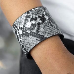 Python Snakeskin Black Leather Bracelet NWT